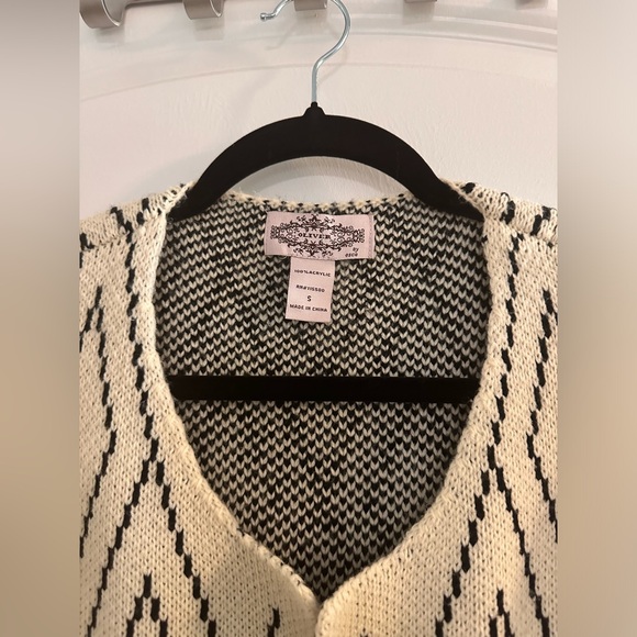 Oliver By Escio Womens Cardigan Sweater Beige Diamond Long Sleeve Open Front - Picture 3 of 5